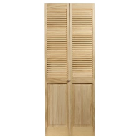 Superherostuff 30 x 80.5 in. Model 105 Louver Over Panel Unfinished Wood Bifold Door PA3039994